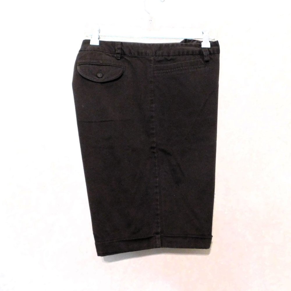 George Shorts Ladies 16 Dark Chocolate Brown Flat Front Cuffed Hem Cotton Blend